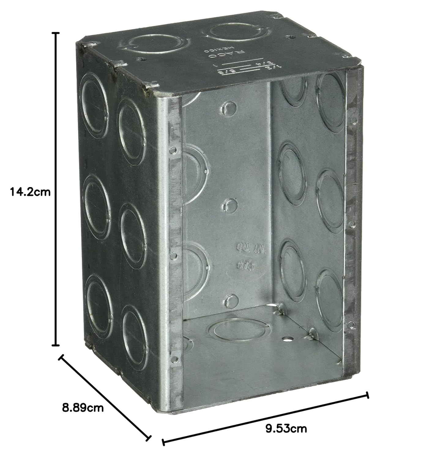 Hubbell Raco 3-Gang Masonry Box, Nongangable, Nineteen Concentric KO’s, Gray, 3-3/4" x 5-19/32", 697