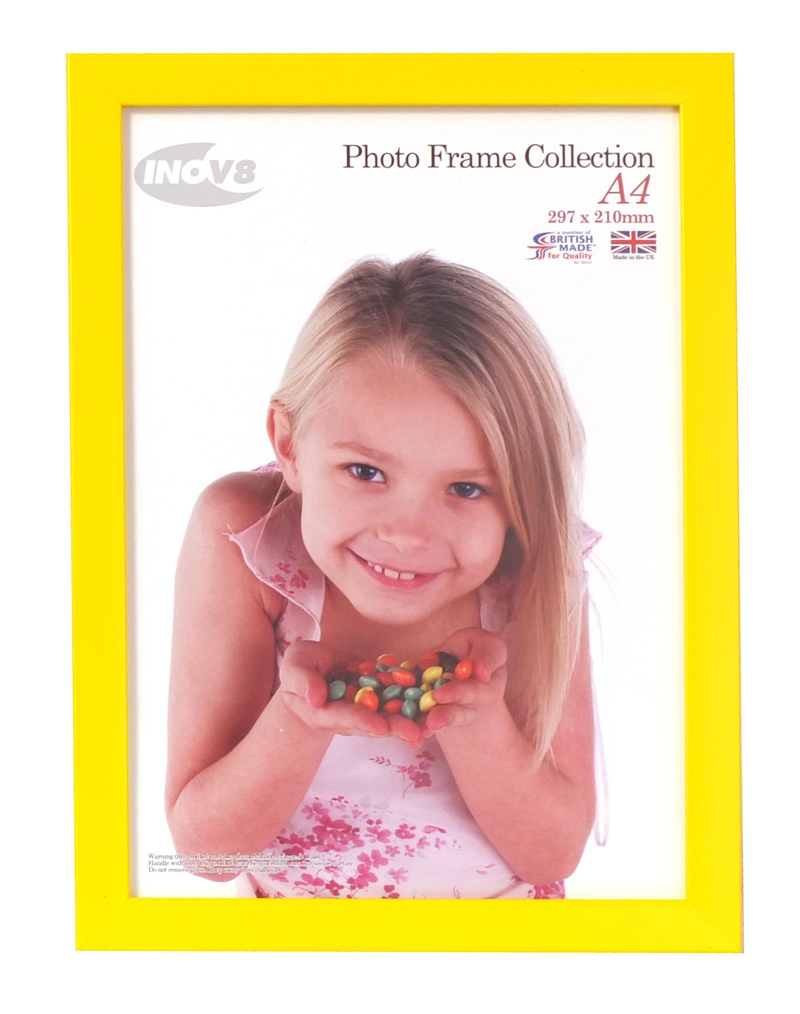 Inov8 FramingPFVS-CAYE-A4 British Made Traditional Picture/Photo Frame, Canary Yellow, A4