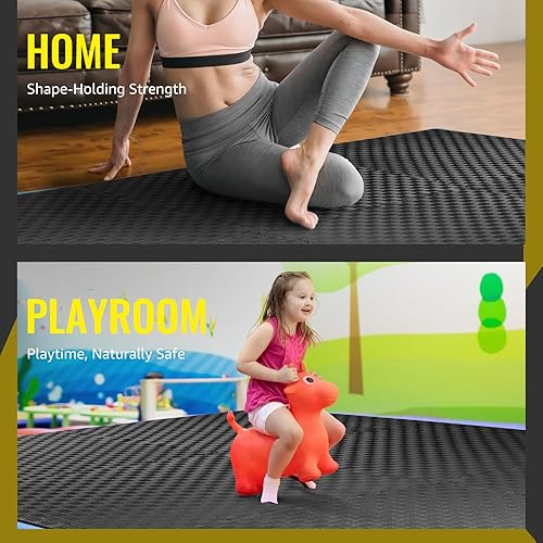 Miniatura 77 de Hulkfit Tapete de ejercicio de rompecabezas con alfombrilla de espuma EVA entrelazadas para el gimnasio en casa, tapetes para piso de garaje