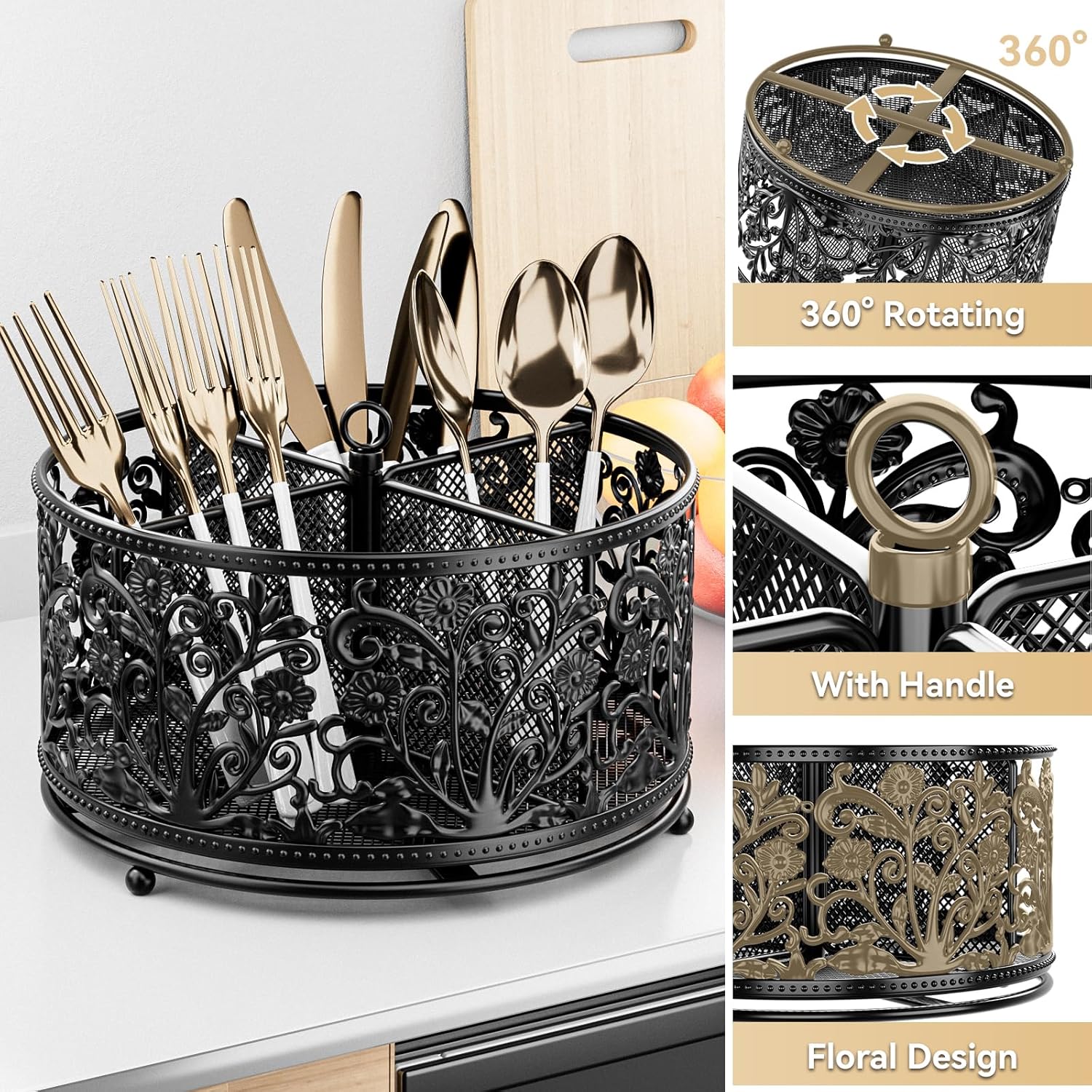 360° Rotating Utensil Caddy