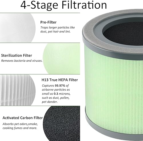 Miniatura 3 de Filtro de repuesto TR-8080 compatible con Dreamegg TR-8080 Air Clean Puri-fier, filtración 4 en 1 con filtro HEPA verdadero, 1 paquete