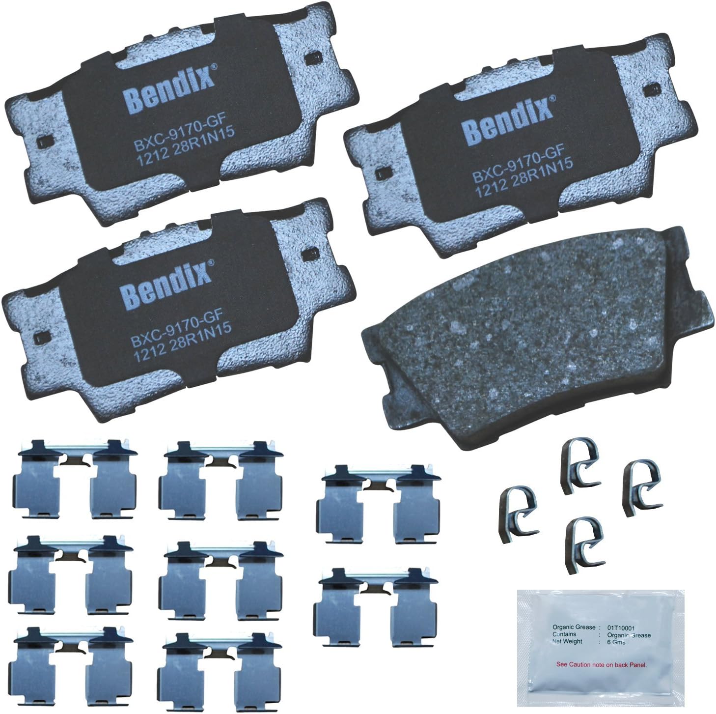 Bendix CFC1212 Premium Copper Free Ceramic Brake Pad (with Installation Hardware Rear)