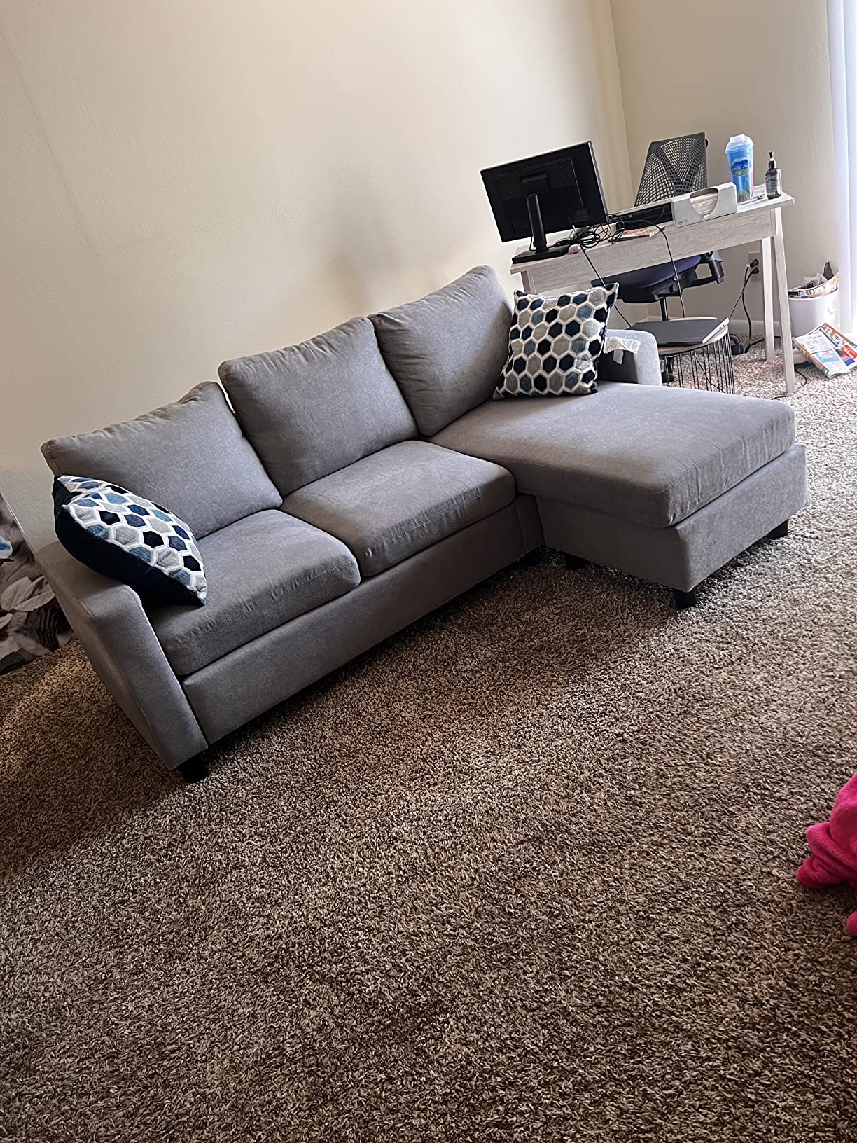 34/mo Finance JY QAQA Convertible Sectional Sofa Couch with Chaise Modern Linen Fabric,78'' L