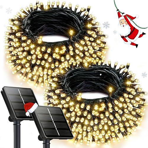OZS Paquete de 240 luces LED solares de Navidad para exteriores, impermeables, luces solares para árbol de Navidad con 8 modos de iluminación, luz