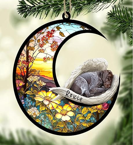 Miniatura 347 de Chow Chow Dog Memorial Suncatcher, adorno de Navidad Chow Chow con nombre, atrapador de pérdida de mascotas, regalos para los amantes de los perros