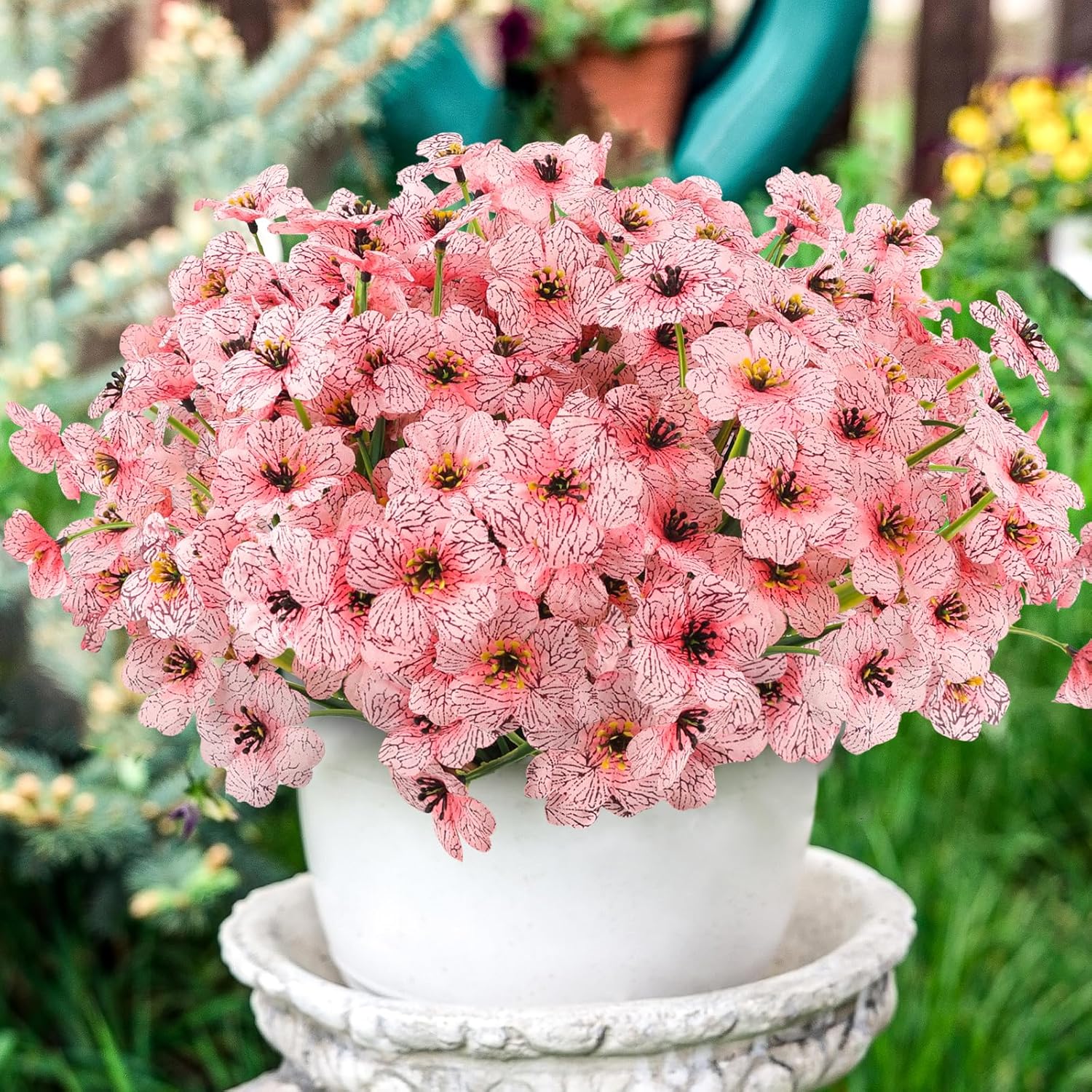 MACTING Artificial Flowers for Outdoors 6 Bundles Fake Spring Flowers UV Resistant No Fade Faux Plastic Flowers for Hanging Planters Window Patio Porch Yard Garden Indoor Outside Decoration,Pink - Image 8