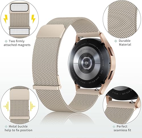 Miniatura 3 de Wanme Bandas de metal para Garmin Venu 2 Plus  Venu Sq  Venu  Vivoactive 3 Correa de reloj para mujeres y hombres, correa de repuesto magnética de