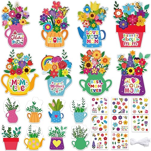 JUNEBRUSHS Mother's Day Card Craft Kit, 32 Floral DIY Craft
