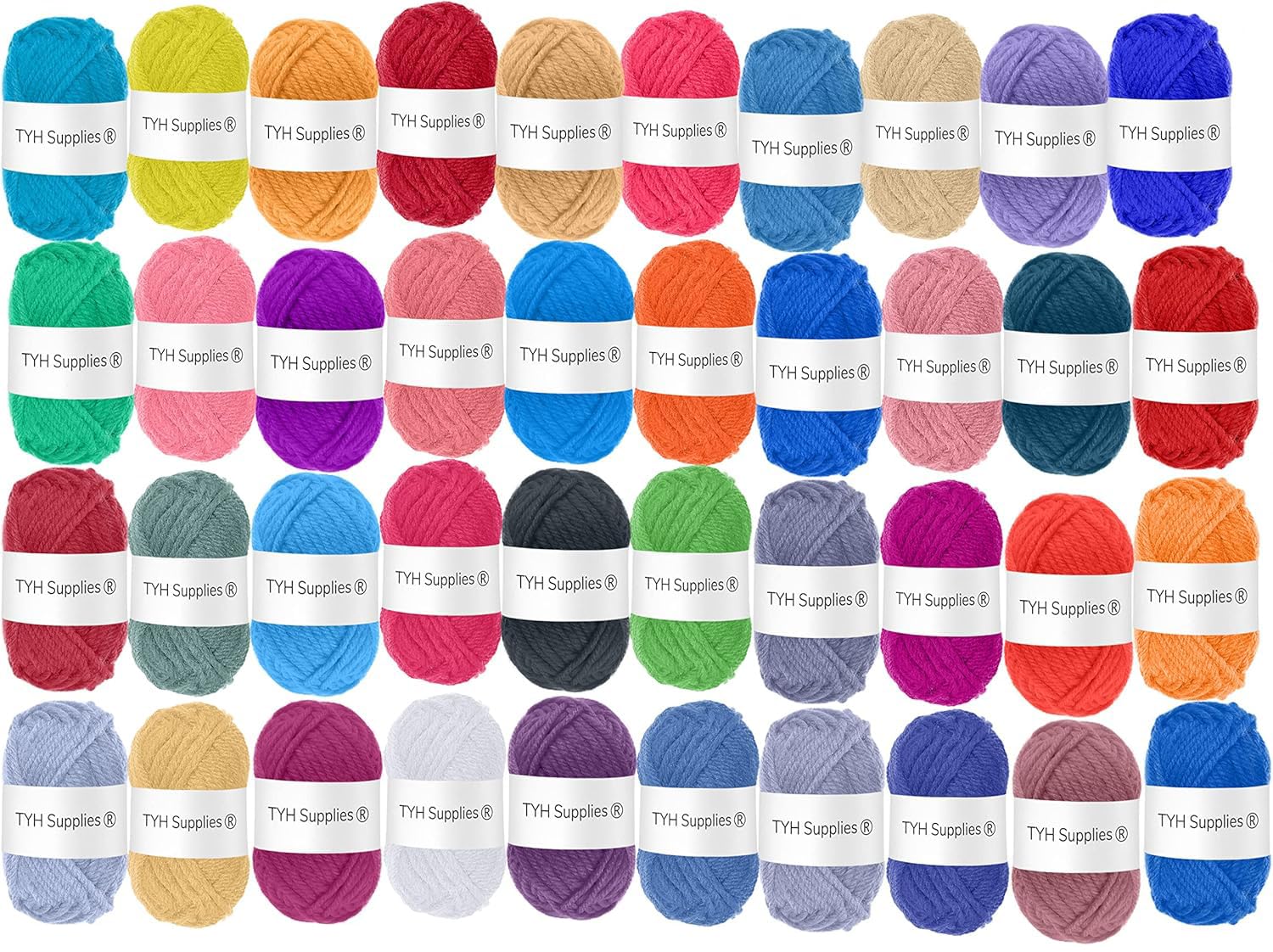 TYH Supplies 40 Mini Acrylic Yarn Skeins | 880 Yard Soft Yarn Medium Weight for Knitting, Crocheting and Craft Projects | 22 Yard Each Skein. Assorted Color Collection