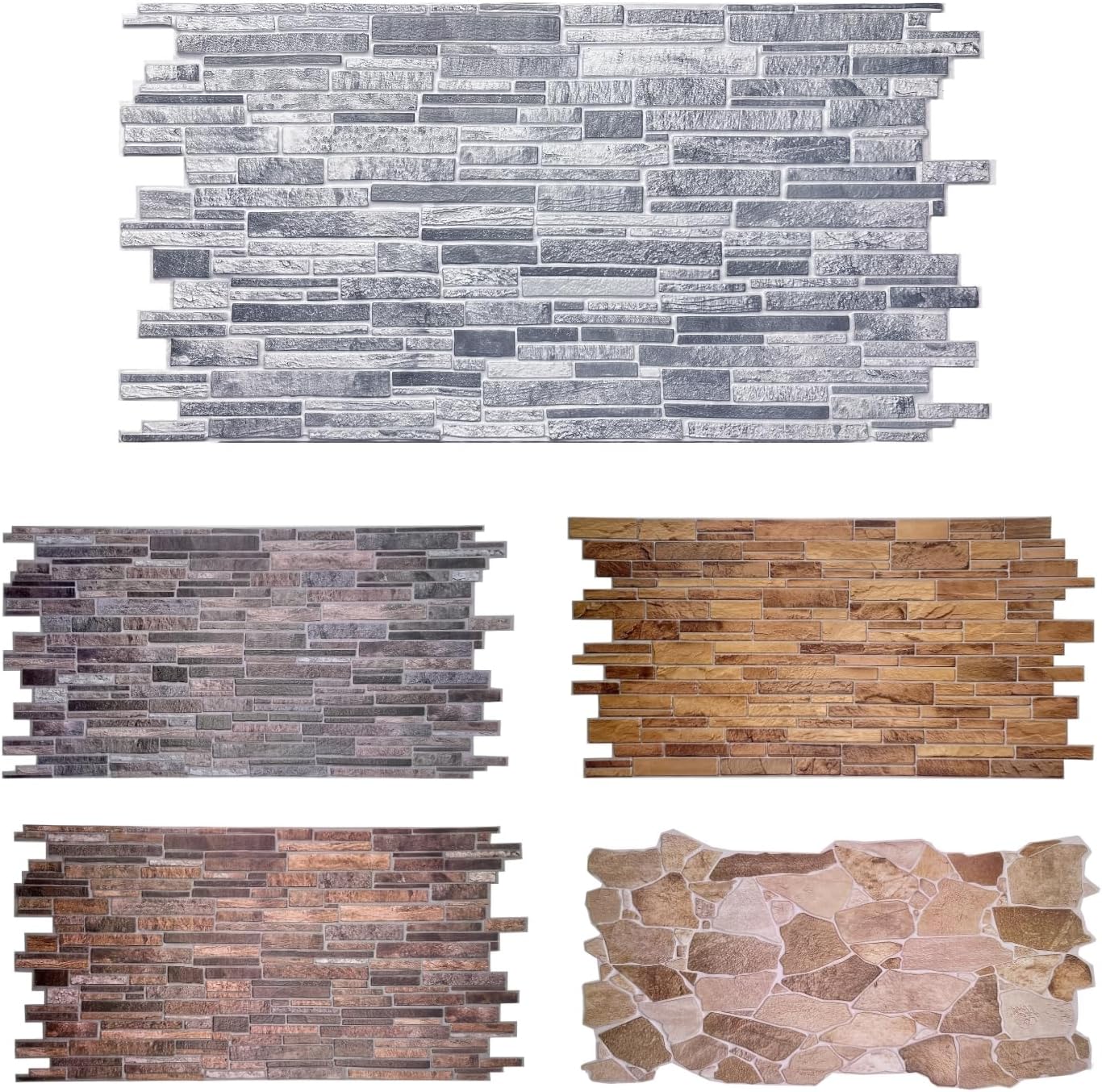 10pcs (53sqft) 3D Wall Panels, Faux Stone for Interior Decor: Perfect for Kitchen Backsplash Bathrooms, Living Rooms, Offices (Stacked Slate Gray)