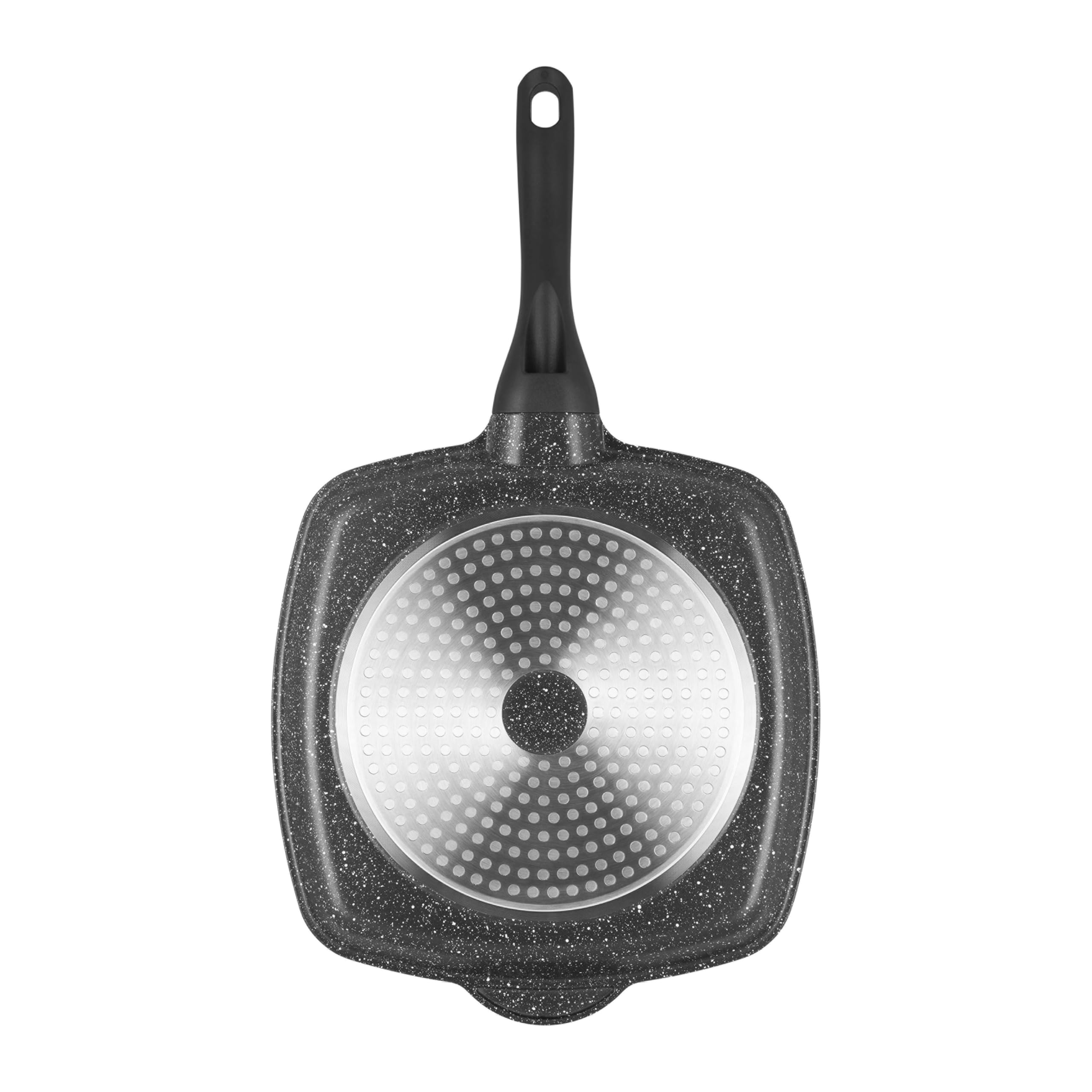 Sitram 716947 Padella 2 sezioni 26 x 26 cm per friggere e grigliare allo stesso tempo - Ghisa di alluminio nero - Padella antiaderente compartimentata - manico bakelite termoresistente - tutti i