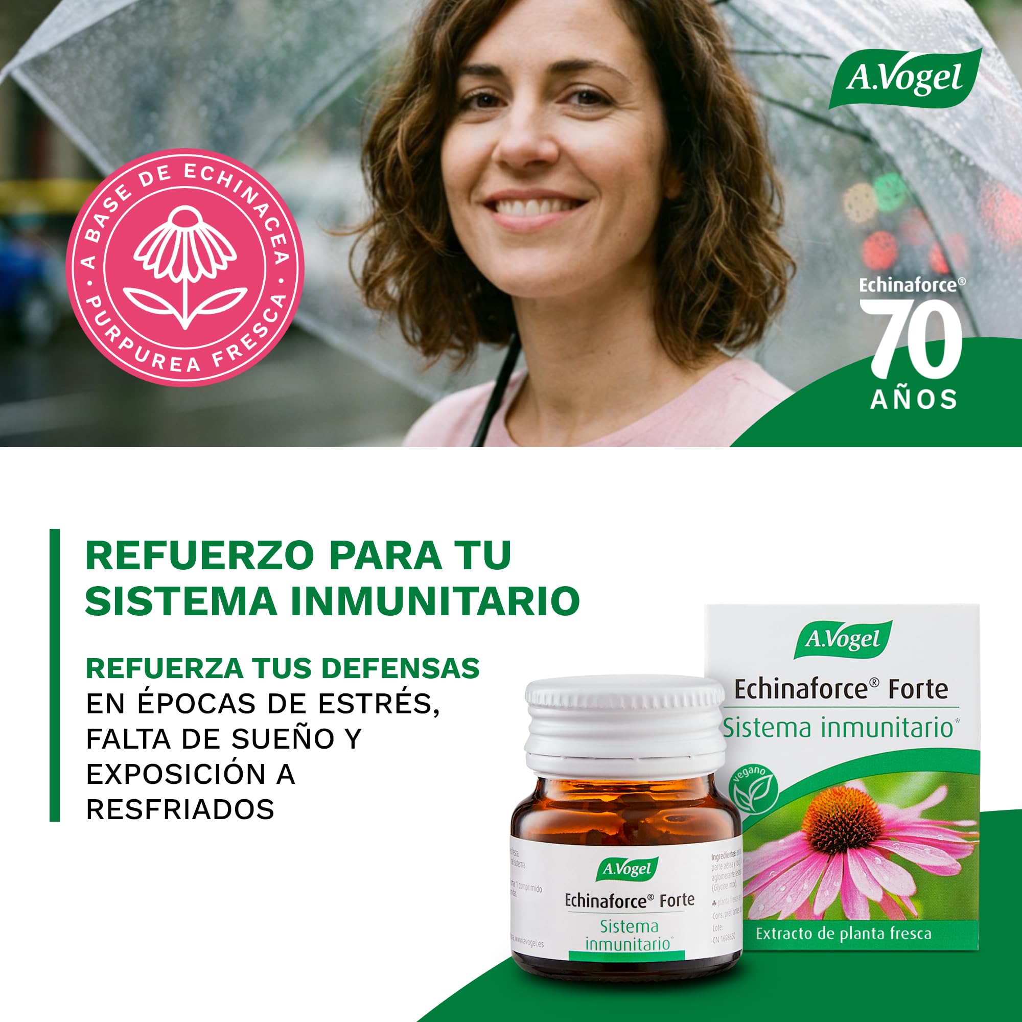 A.Vogel Echinaforce Forte, Apoyo tu Sistema Inmune, Extracto de Planta Fresca, Echinacea Purpurea, Cultivo Biológico Certificado, 30 comprimidos