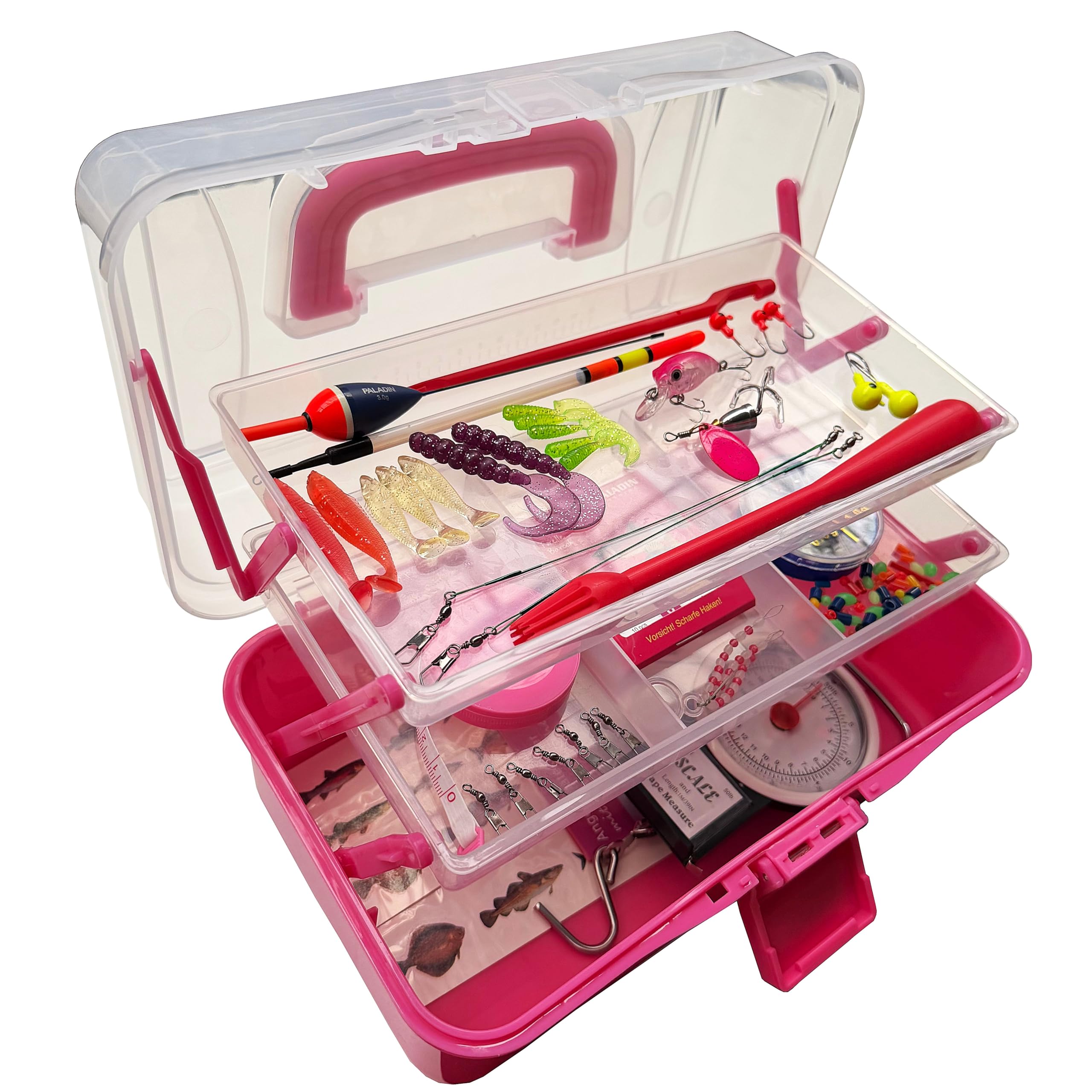 Mallette de pêche pour enfant rose 109 pièces