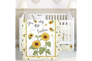 Mixweer 3 Pcs Sunflower Bee Baby Crib Bedding Set