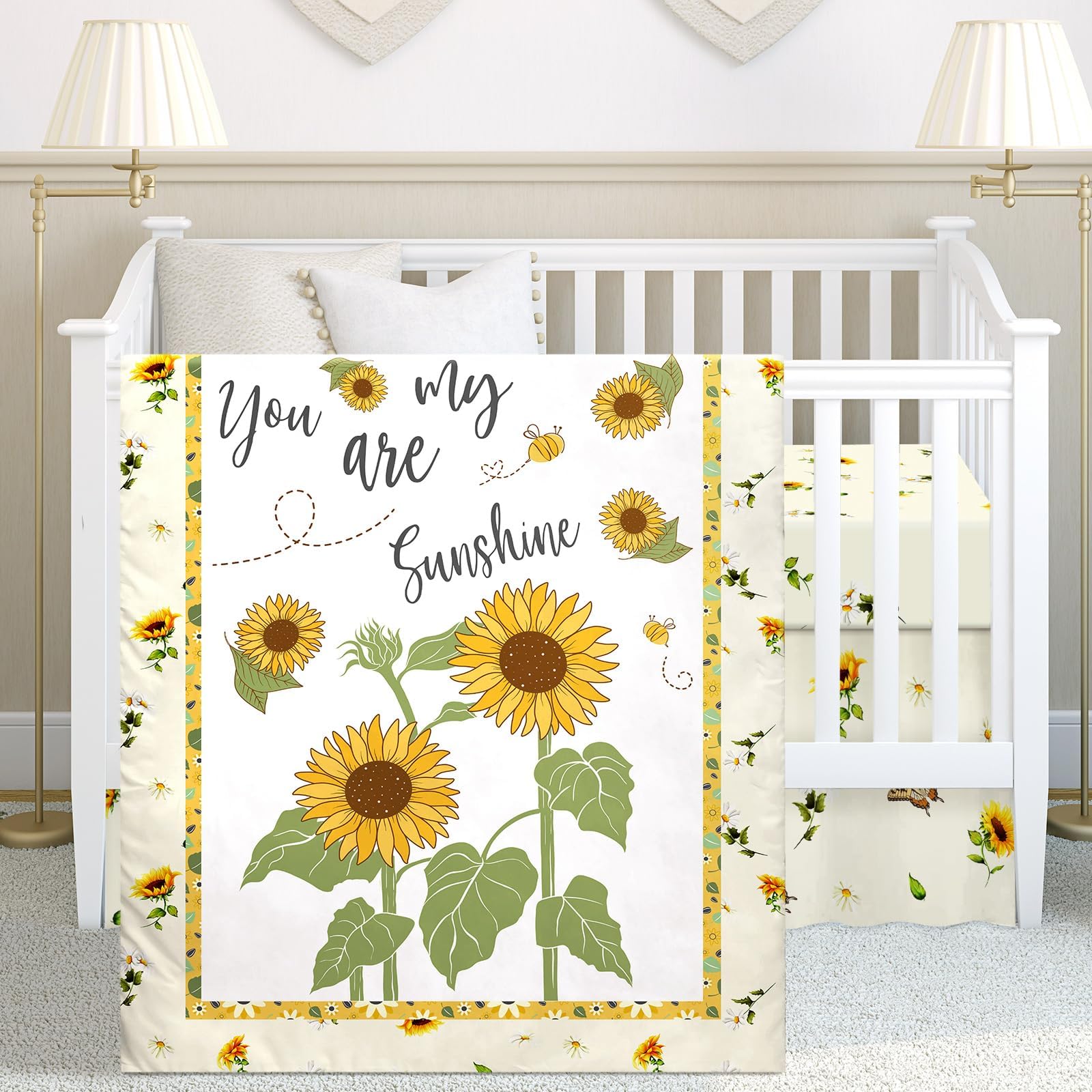 Amazon.com : Sweet Jojo Designs Yellow, Green and White Sunflower Boho