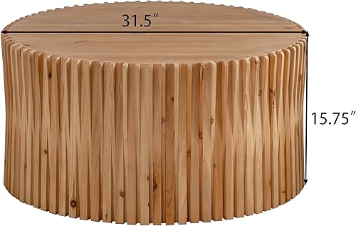 Miniatura 33 de kevinplus Mesa auxiliar redonda de madera para sala de estar, mesa auxiliar retro en relieve para apartamento, dormitorio, oficina (diámetro 20.5 x
