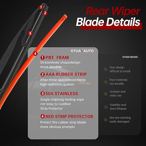 Vista 5 de OTUAYAUTO Juego de limpiaparabrisas trasero - Repuesto para Ford Escape 2008-2012, Lincoln MKT 2010-2018, Mercury Mariner, Mazda Tribute 2008-2011