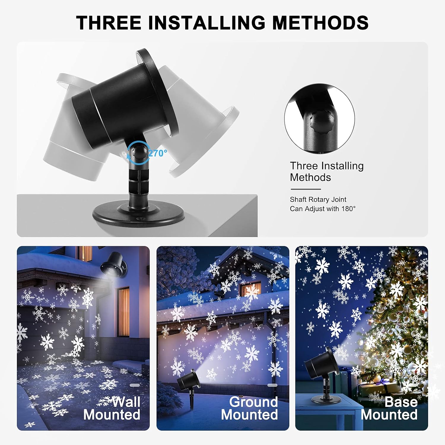 Christmas Snowflake Projector Lights, Upgraded Highlight Dynamic LED Snow Light Projection, IP65 Waterproof Snowfall Spotlight Lighting for Xmas Holiday Wedding Party Home Garden Landscape (Bronze) (Brown) (Brown)