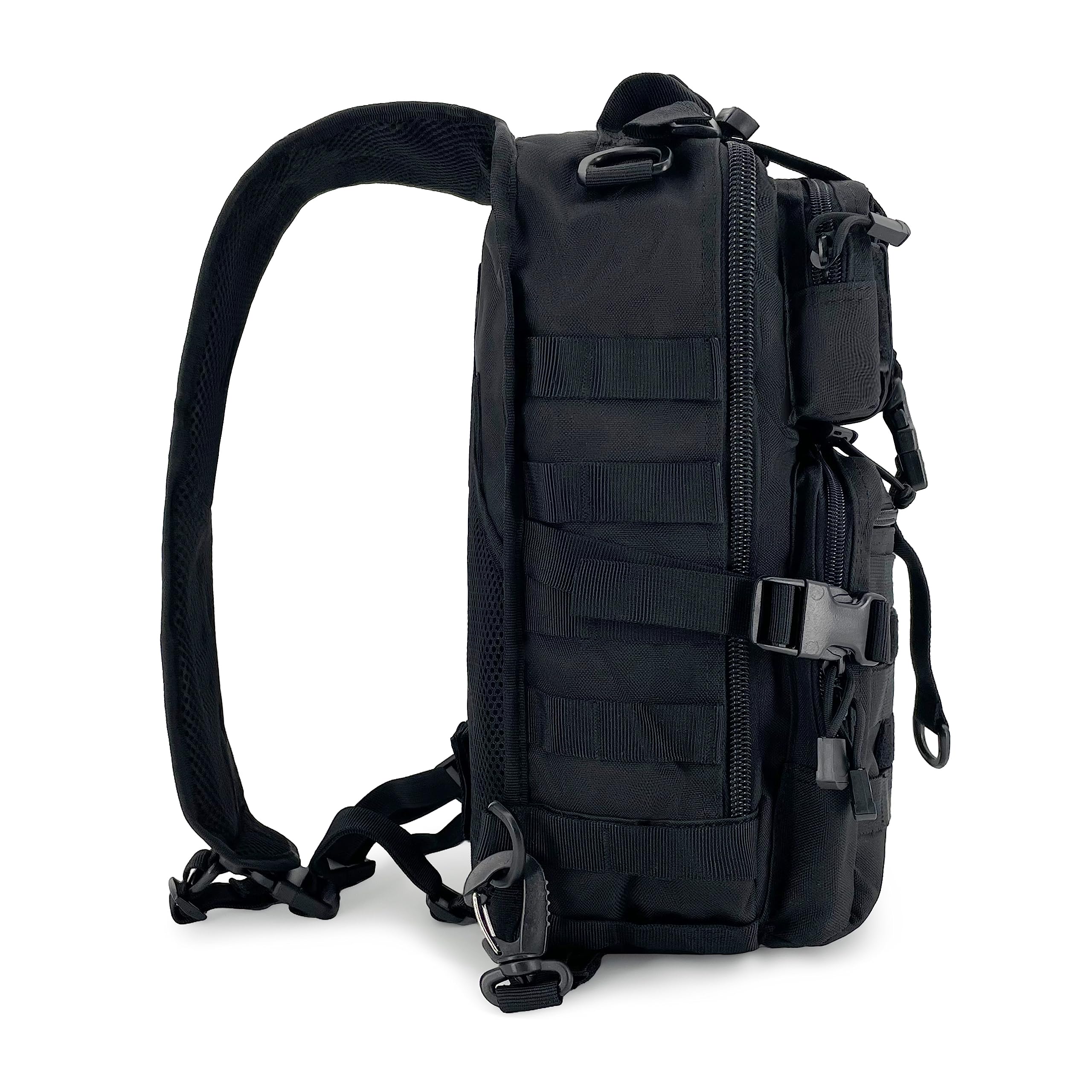 Alephnull Taktyczna torba na klatkę piersiową Molle na wędrówki plecak dzienny Sling torba Crossbody torba na ramię do aktywności na świeżym powietrzu, w podróży, na, czarny, 35 × 24× 10 CM, Taktyczne
