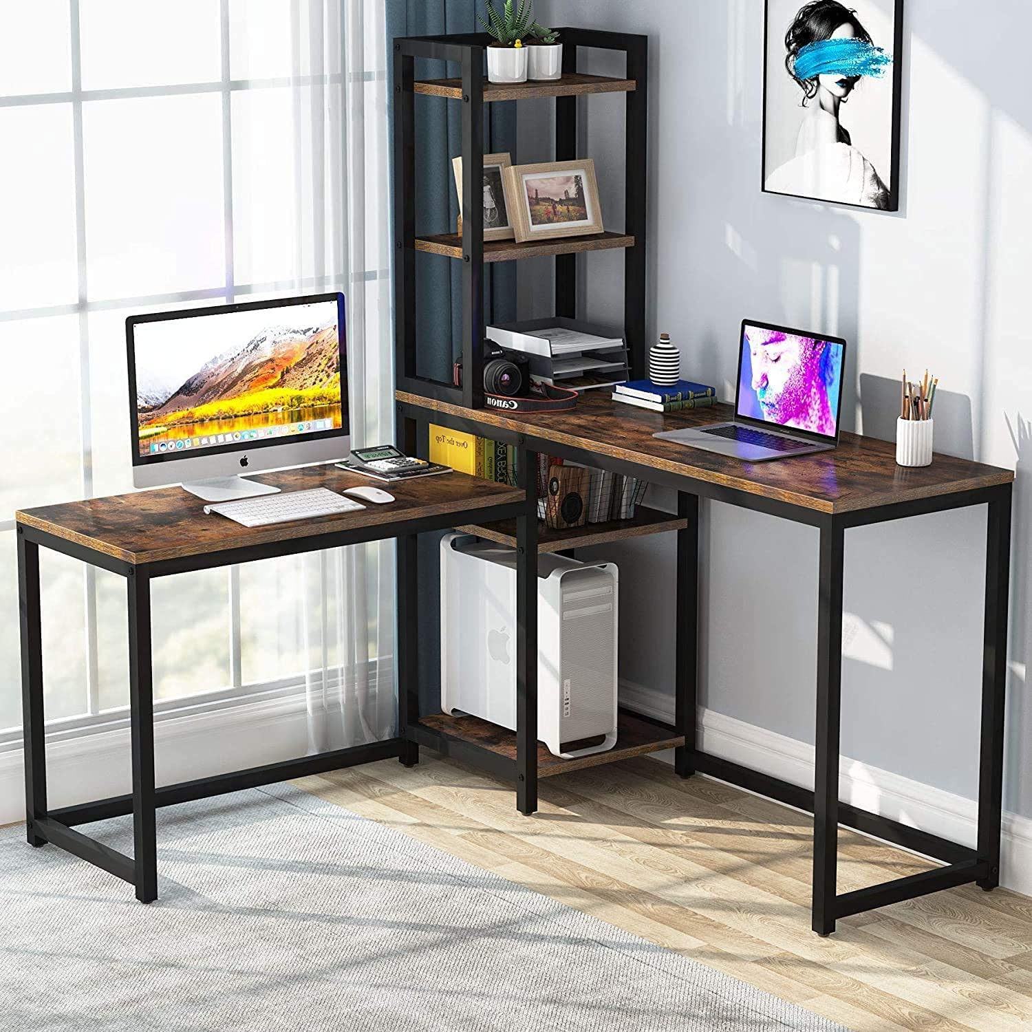 TEKAVO L Shape Multi-Utility Office Table Computer Desk for Home Office Engineered Wood Finish Writing Study Computer Laptop Desk (150x130x75 cm) | DIY