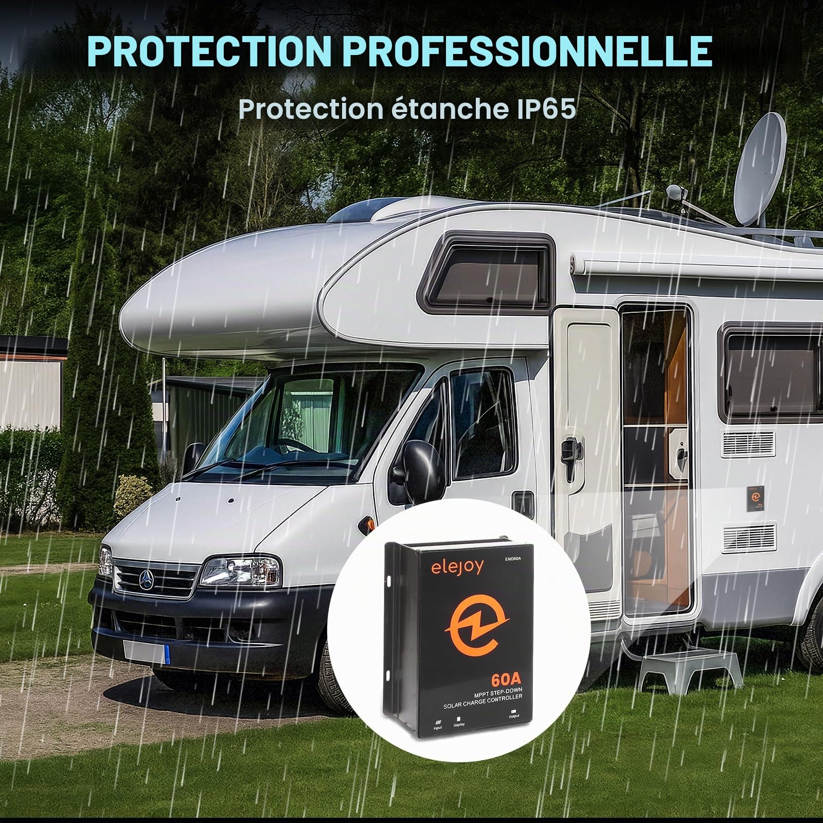 ContrôLeur de Charge Solaire Mppt 60a 12V-48V 99% Efficacité | Sortie RéGlable de 10V-60V Avec écran de RéGulation Du Panneau Solaire LCD Externe Refroidissement Par Air