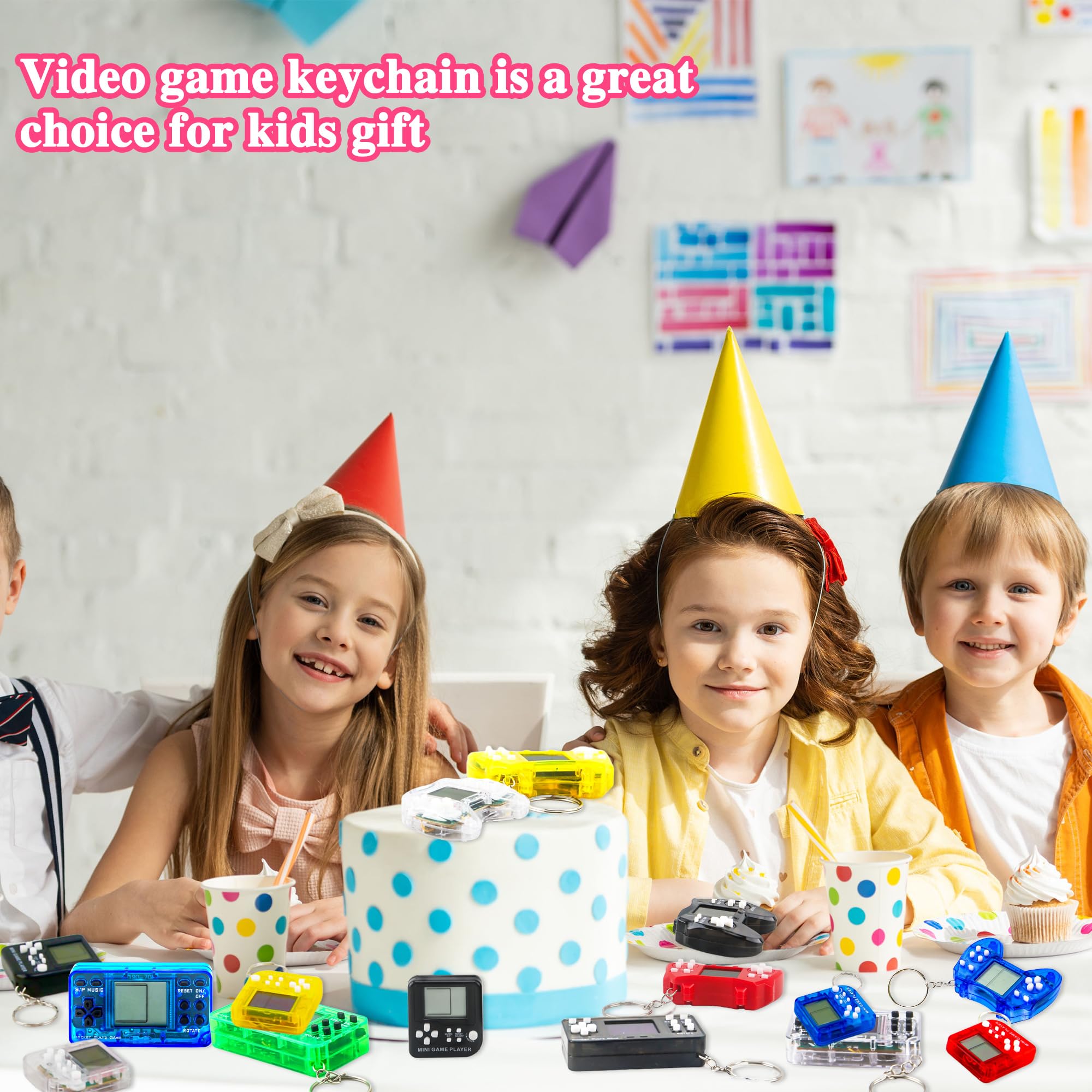 Confezione da 36 mini portachiavi quadrati per videogiochi, per bambini, compleanni, videogiochi, bomboniere, premi di classe, riempitivi per sacchetti Goddie (colore stile 1)