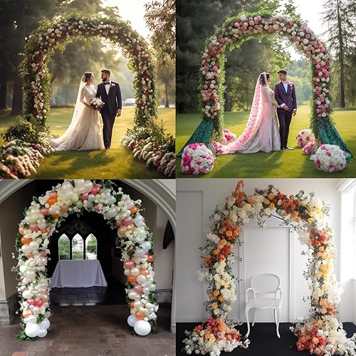 Miniatura 8 de Purlyu Arco de jardín de acero para pérgola de metal, arco de boda de 7 pies 10 pulgadas de alto x 4 pies 6 pulgadas de ancho o 6 pies 5 pulgadas de