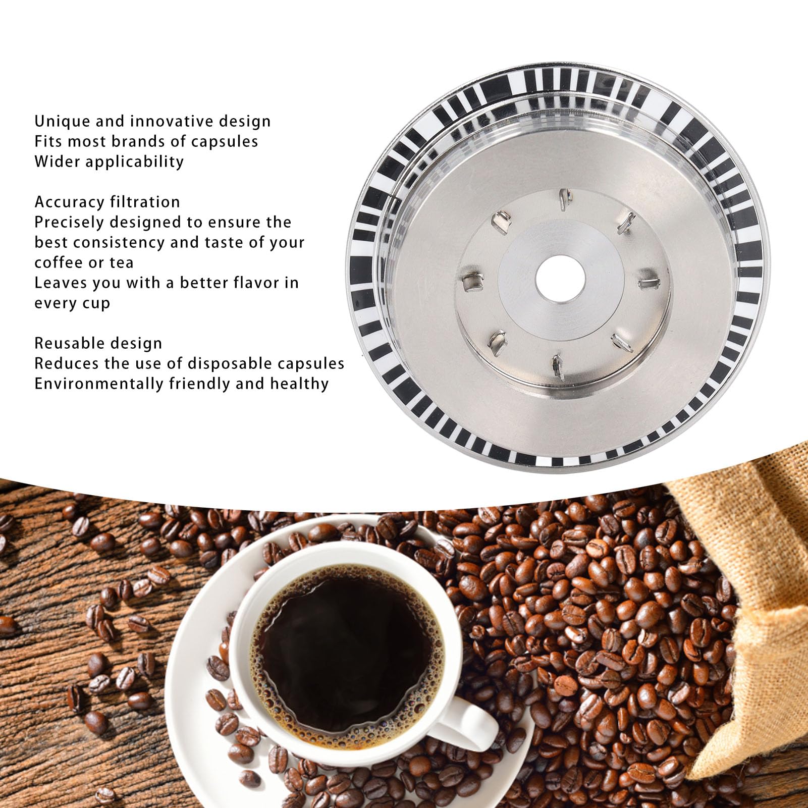 Distributore di Caffè in Polvere BINCOO Riutilizzabile in Acciaio Inox per Macch