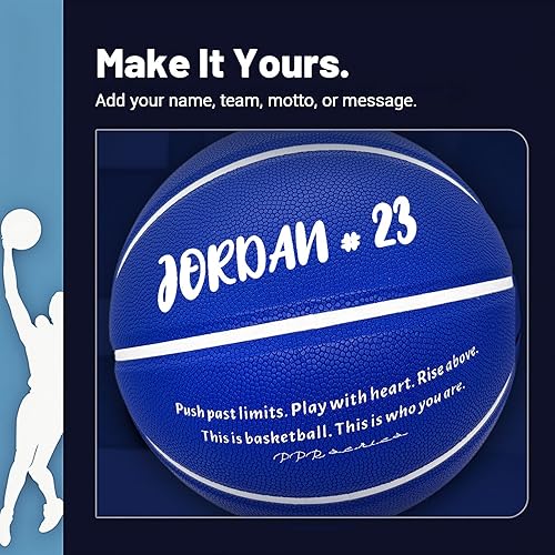 Miniatura 25 de Balón de baloncesto personalizado – Tamaño oficial 7/6 | Balón de baloncesto de cuero para interiores y exteriores con nombre | Ideas para regalos