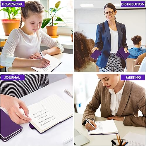 Miniatura 7 de feela Paquete de 3 cuadernos de bolsillo, mini cuaderno pequeño a granel, bloc de notas a rayas universitarias con soporte para bolígrafo para