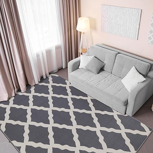 Ottomanson Glamour Collection - Alfombra para cocina, baño y pasillo, antideslizante, diseño de enrejado marroquí contemporáneo