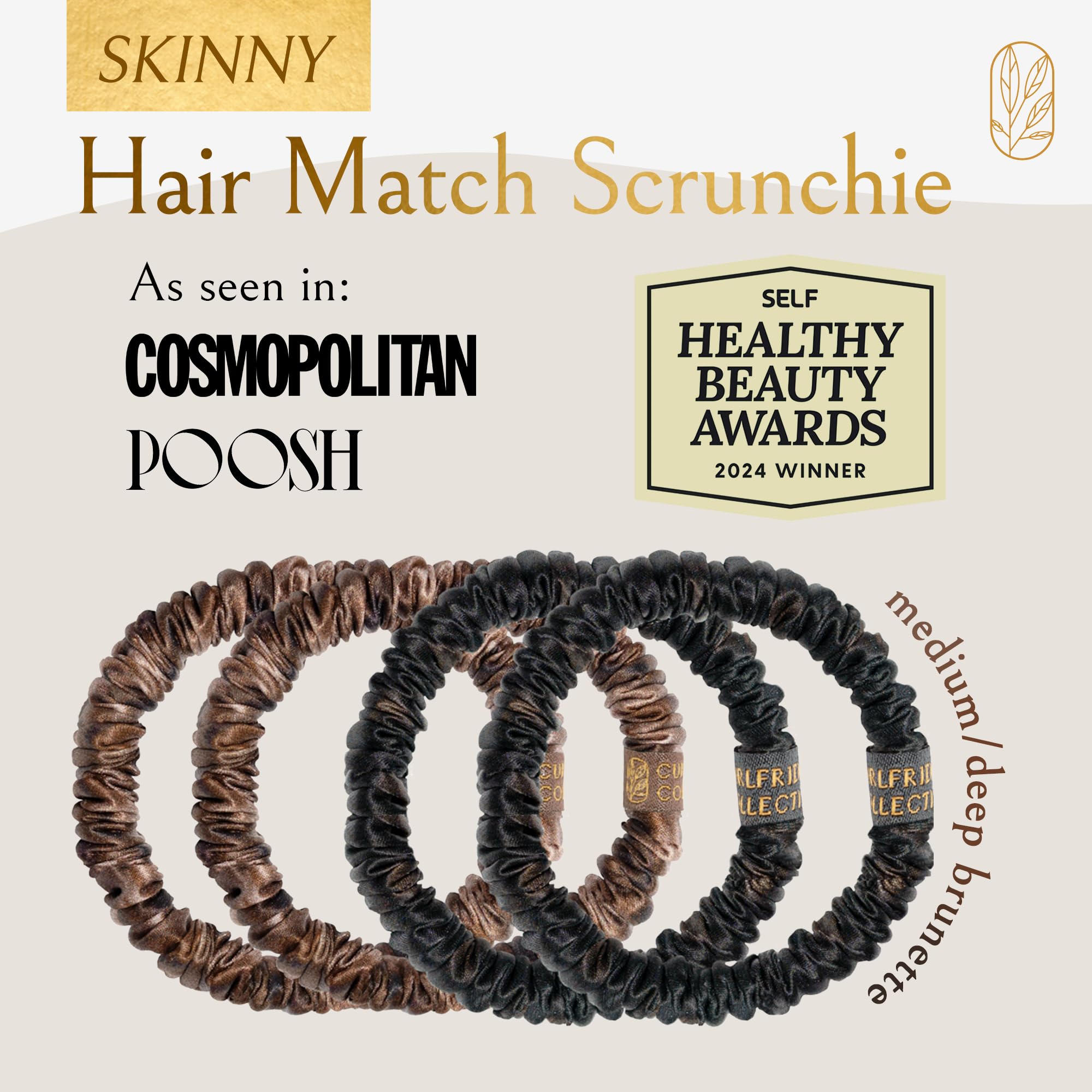 Amazon.com : Mulberry Silk Skinny Hair Match Scrunchies for  display picture 2