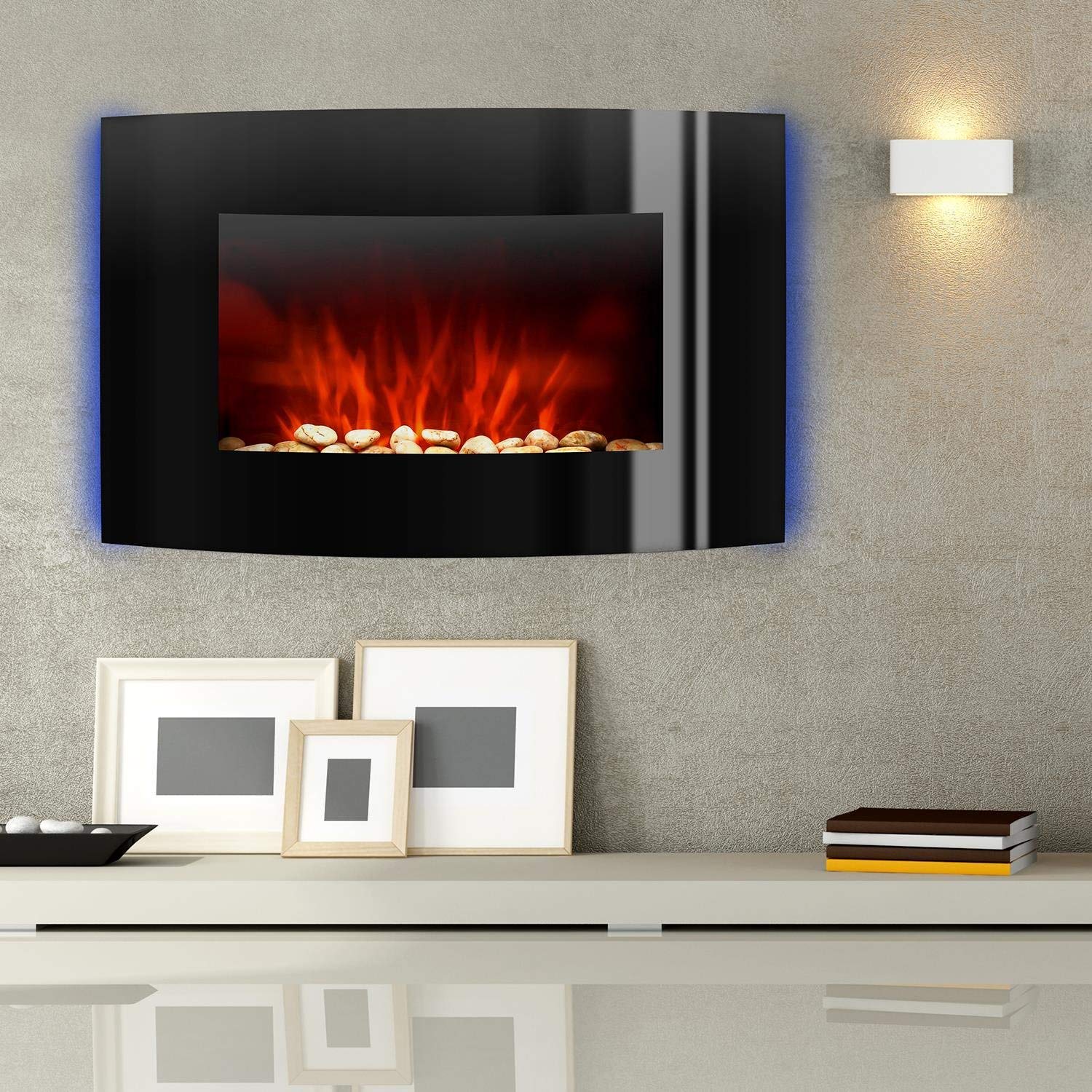 Klarstein Chimenea Electrica, Llama LED con una Potencia de 2000W y Mando a Distancia, Temporizador y Control Automático de Temperatura, Chimenea Interior Casa con Mando a Distancia, Estufas Interior