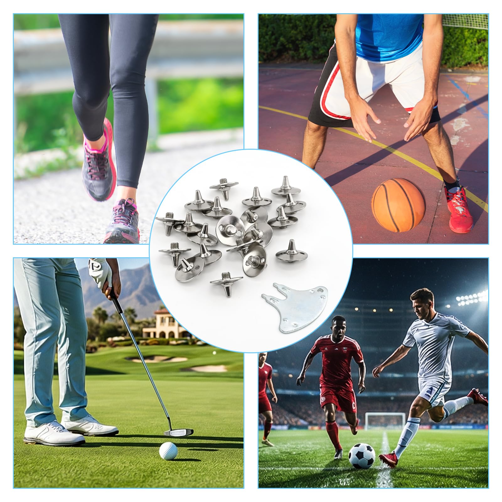 22 punte da cricket in metallo, di ricambio, con chiave inglese, per scarpe da calcio, scarpe da golf, tacchetti da rugby