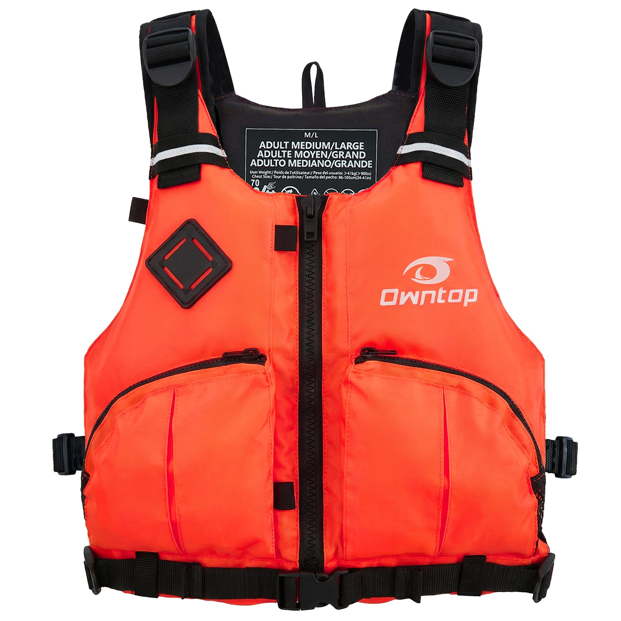 Owntop Aiuto alla galleggiabilità per adulti con scomparto per tasca dell'acqua, doppie tasche con zip | Gilet galleggiante regolabile | Gilet da nuoto unisex per kayak, paddle e pesca