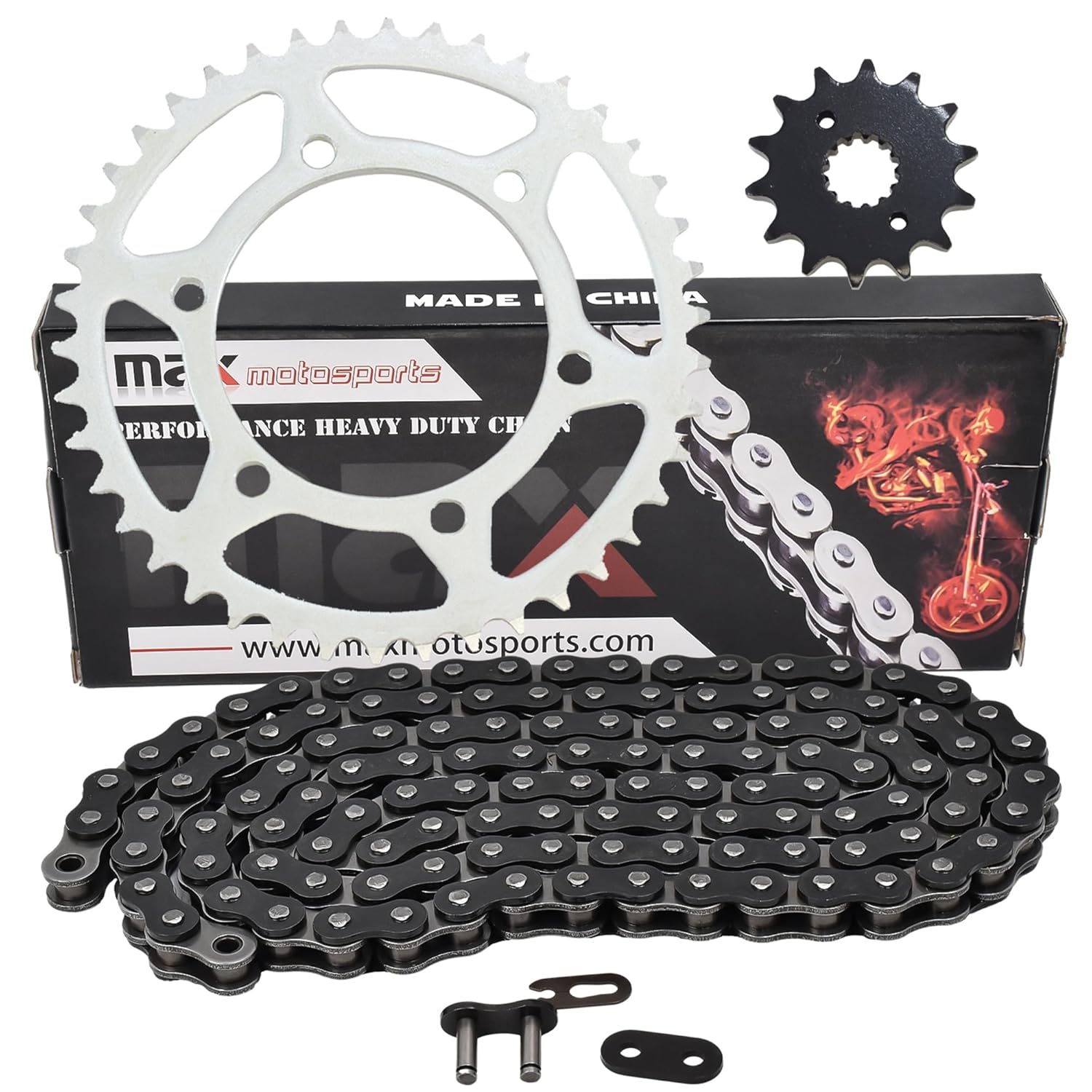 Max Motosports Drive Chain and Sprocket Kit Replacement for Honda CRF230F CRF 230F 2003 2004 2005 2006 2007 2008 2009 2010 2011 2012 2013 2014 2015 2016 2017 2018 2019