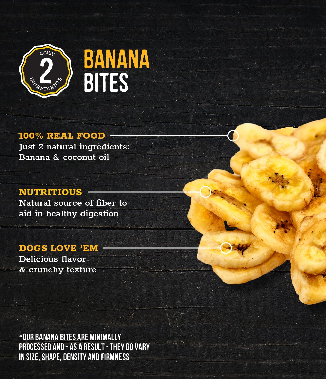 Wholesome Pride Banana Bites - Zuccheriera per cani, 2 ingredienti, banane e olio di cocco, senza cereali, 473,6 g