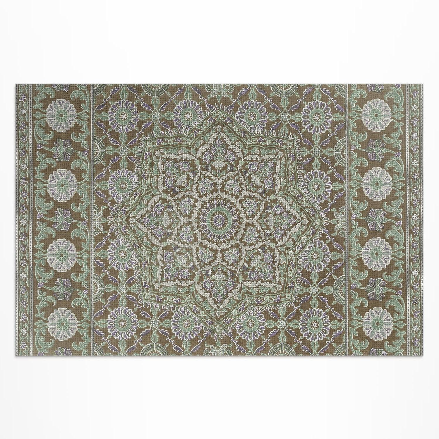 Tapis extérieur étanche pour balcon et terrasse en PVC lavable à motif de broderie