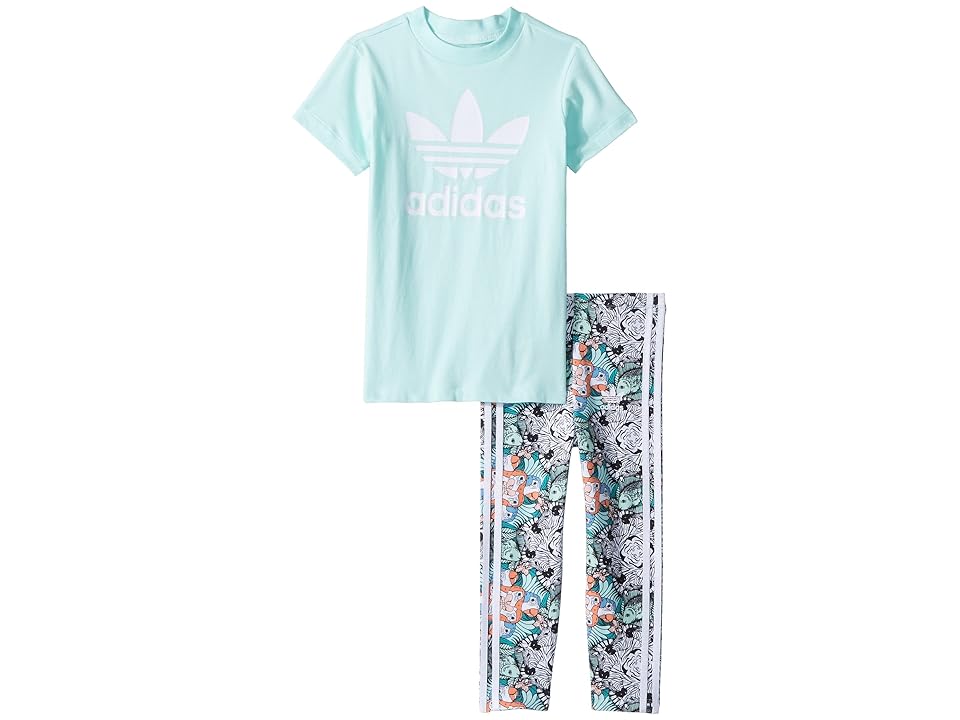 

adidas Originals Kids Zoo Tee Leggings Set (Infant/Toddler) (Clear Mint/White/Multicolor/White) Girl's Active Sets