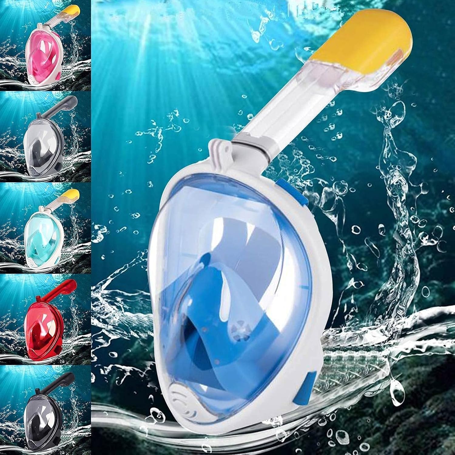 GeRRiT Snorkel Mask Kids Size Scuba Swimming Mask Full Face Anti-Fog Snorkeling Diving Mask Underwater Mask Glasses Training Mask