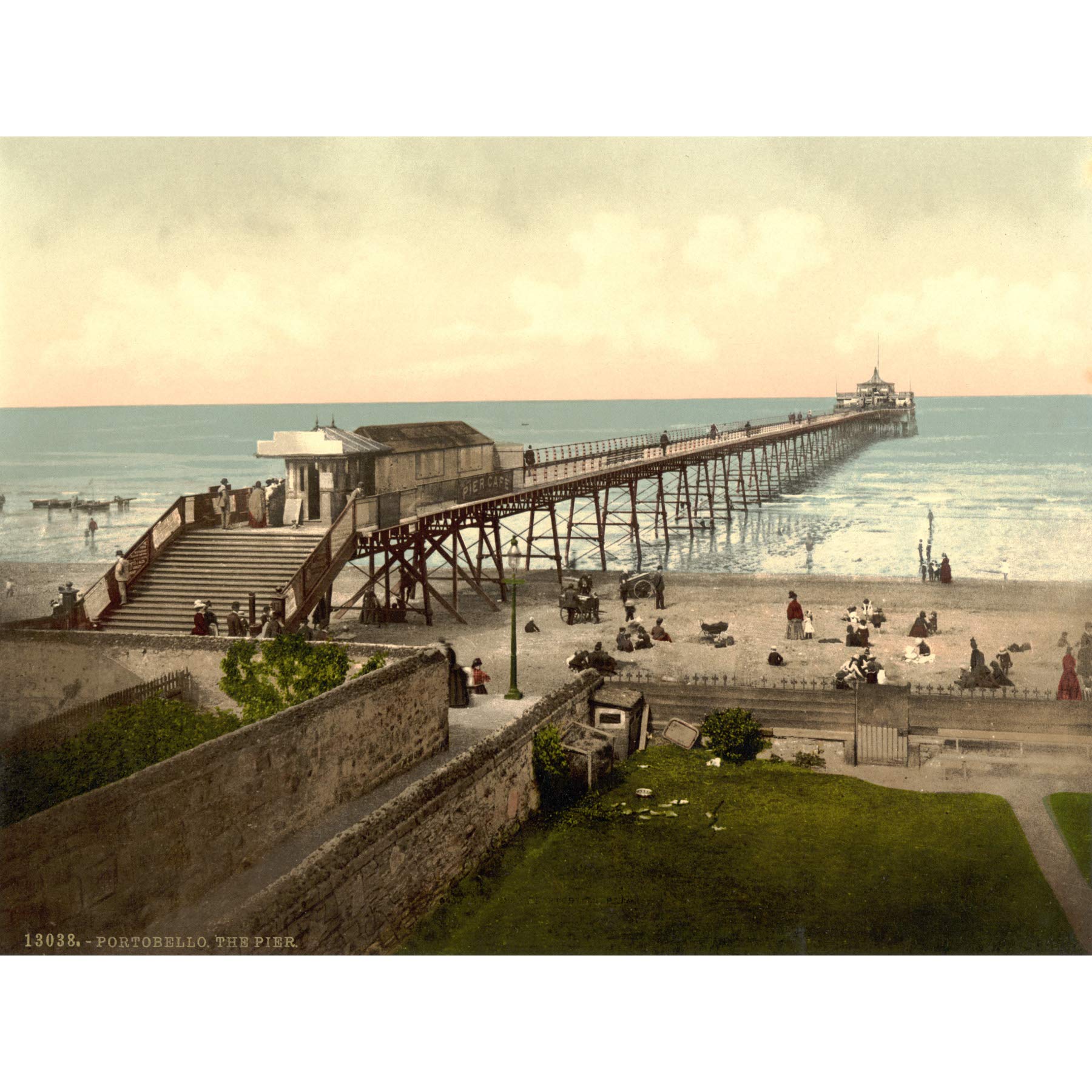 Artery8 Portobello Pier Edinburgh Photomechrome Large Wall Art Poster Print Thick Paper 18X24 Inch