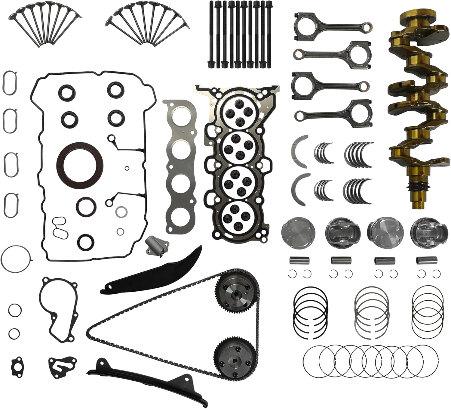 G4NB 1.8L Engine Overhaul Rebuild Kit w/Crankshaft Con-rod Piston kit Timing chain kit Fit For Hyundai Elantra Kia Forte 2012-2016 Replaces OE #23110-2E711 622V6-2EH00 23041-2E100