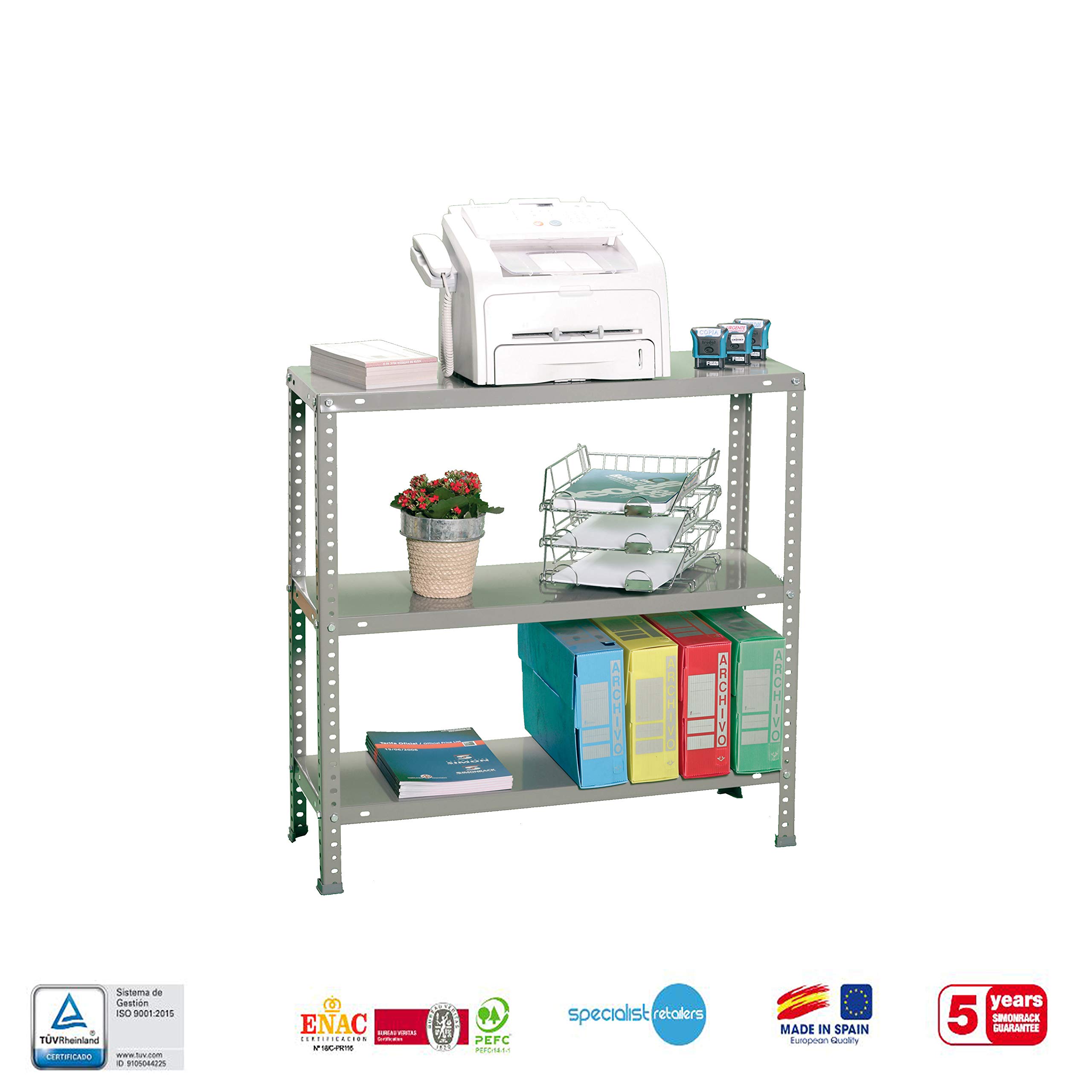 Simon Rack Estanteria Metalica 900x900x400 mm, 3 Alturas, Bandeja Metal, 75 kg de Punto Flexión, Estanteria Almacenaje, Gris - Advantage — view 10