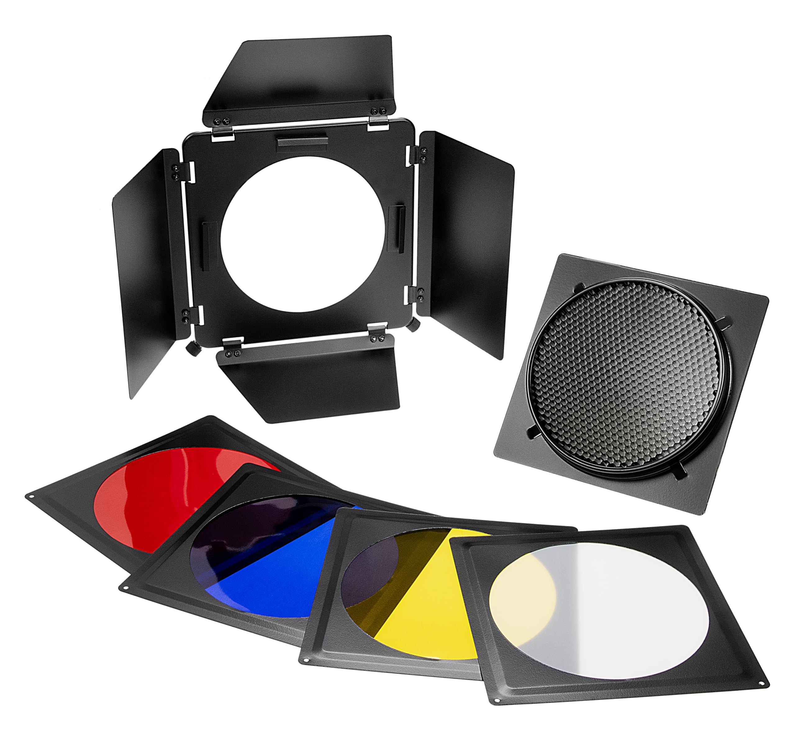 Fotodiox Fotodiox Universal Barndoor Kit with 45 Degree Honeycomb Grid & Color Gels, for Bowens Gemini Standard, Classica Powerpack, R Series, Rx Series and Pro Series Strobe Flash Light with