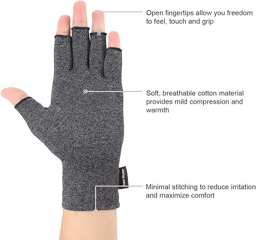 Miniatura 2 de 2 pares de guantes de compresión de artritis para alivio del dolor de artritis reumatoide, osteoartritis y túnel carpiano, para hombres y mujeres,
