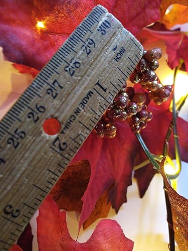 Miniatura 3 de Fall Lighted Leaves Garland 6ft Length Pre Strung with AA Powered LED Lights for Autumn Theme Decorating, Thanksgiving Table