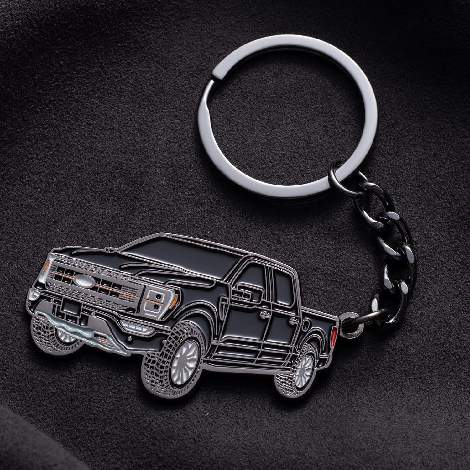 F150 Keychain for Ford F150 Accessories 2023 F-150 Key Chain Fob Cover 2022 Toy Truck Metal KeyRing Accessories Black