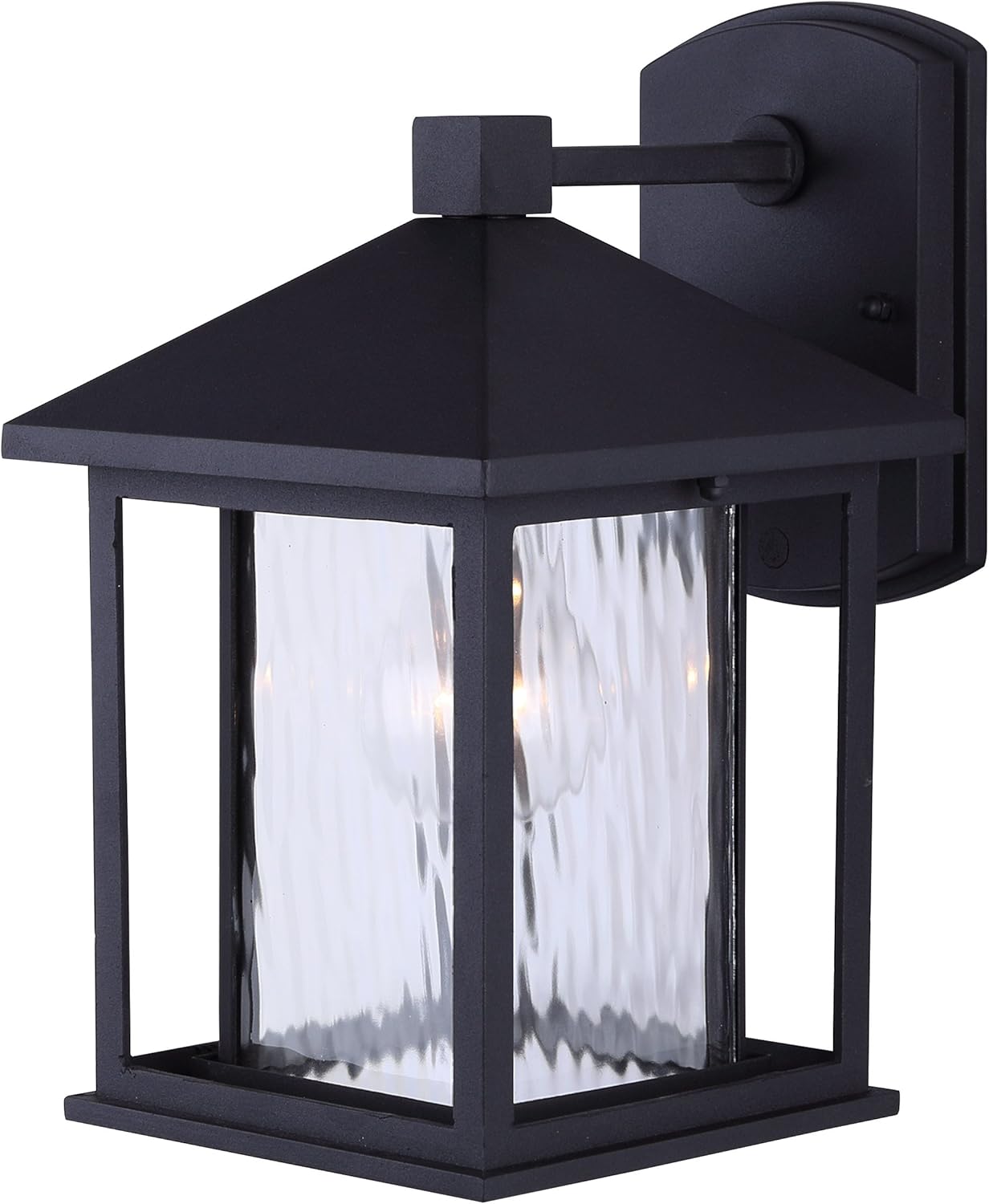 Canarm West 1-Light Outdoor Wall Light, Black Finished Lantern with Textured Glass Shade, Easy Install Durable Wet-Rated Outdoor Lighting for Porch, Patio and Entryway