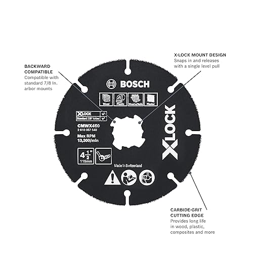 Miniatura 2 de BOSCH CMWX450 - Ruedas múltiples de carburo X-LOCK de 4-12 pulgadas compatible con eje de 78 pulgadas para aplicaciones en corte de madera, madera