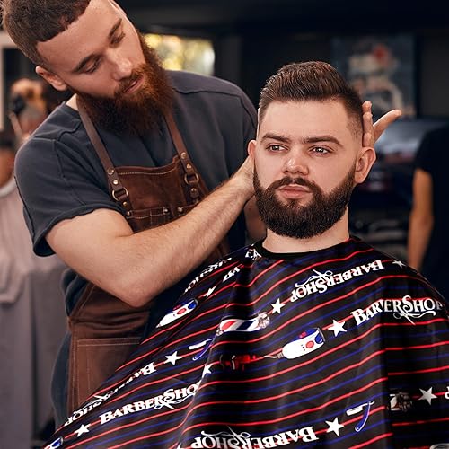 Miniatura 7 de Capa de peluquería de tamaño grande con cierre de presión ajustable, impermeable, para hombres, mujeres y niños, 51 x 59 pulgadas, negro, rojo,